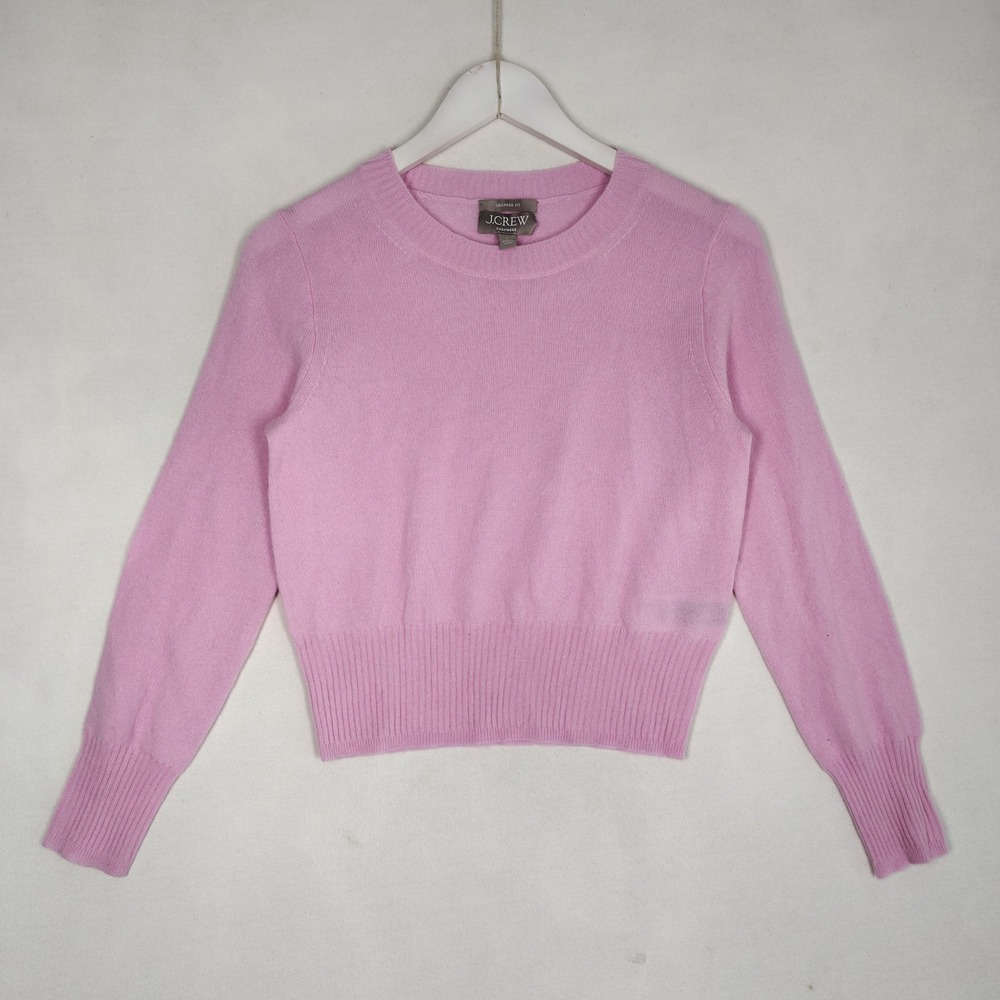 J.Crew Cashmere Cropped Fit Sweater Pink Crewneck XS 100% Cashmere